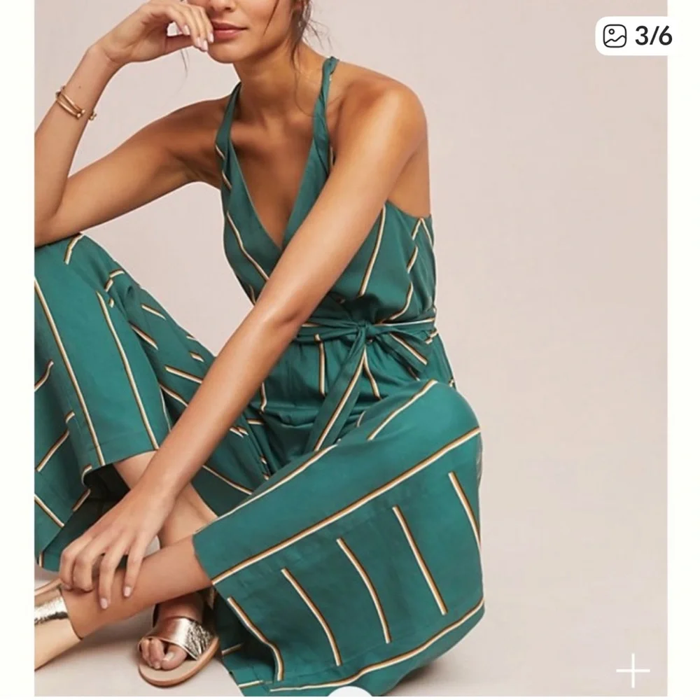 Ettitwa by Anthropologie Wide Leg Striped jumpsuit Size Medium - Picture 11 of 11